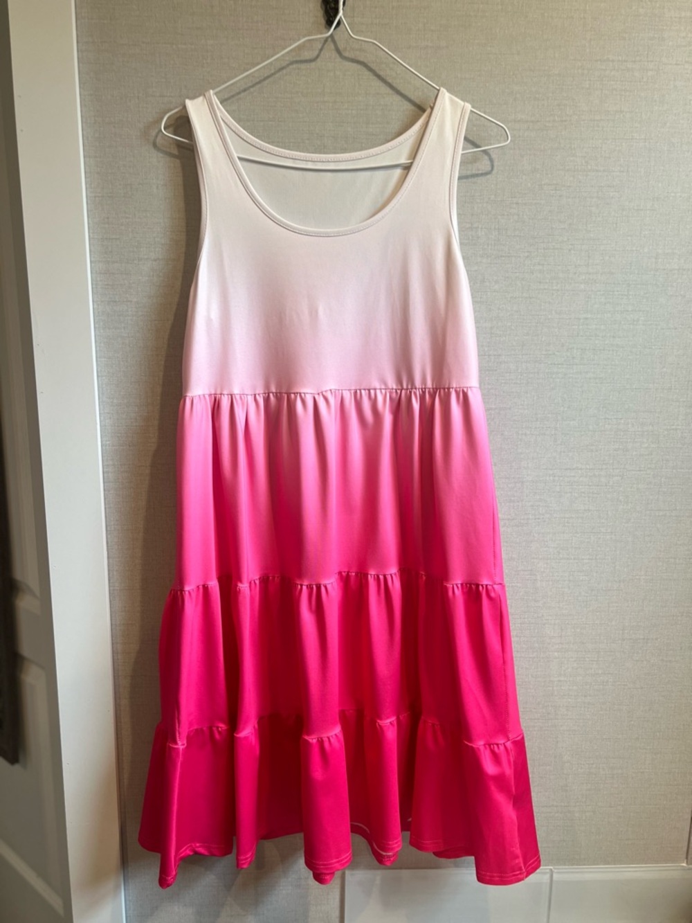 Ombre Pink Tiered Sleeveless Dress